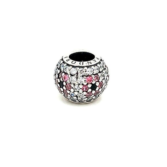Pandora Pave Pink/White Cz Flower Charm - Picture 1 of 4